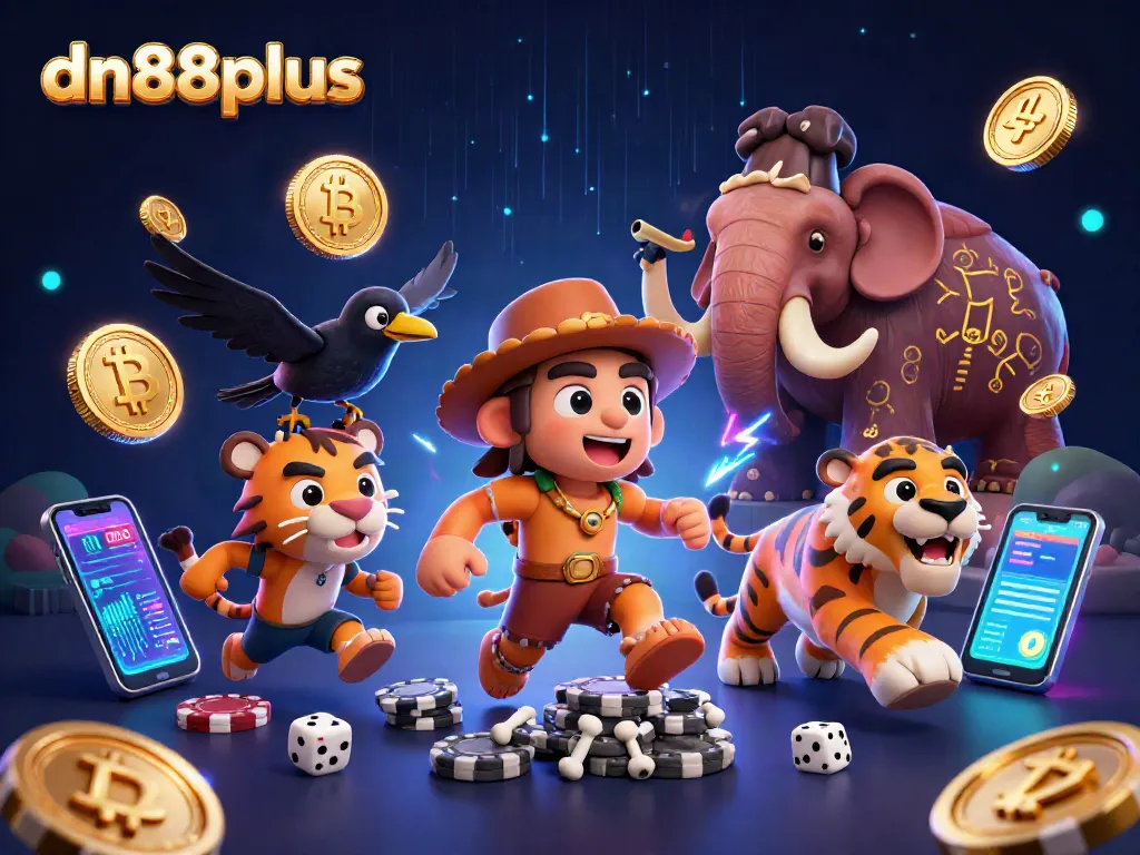 Engage in thrilling casino adventures at dn88plus with vibrant 3D illustrations showcasing a lively gambling scene.