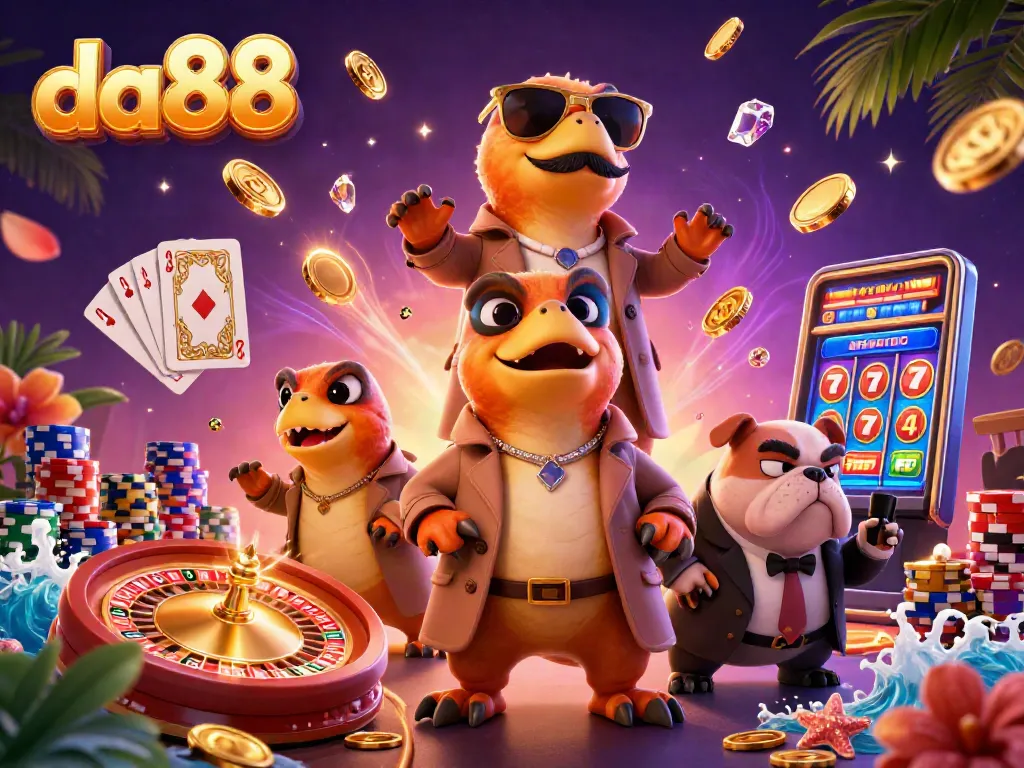 Experience exciting game play at da88, featuring vibrant characters in a dynamic casino scene.