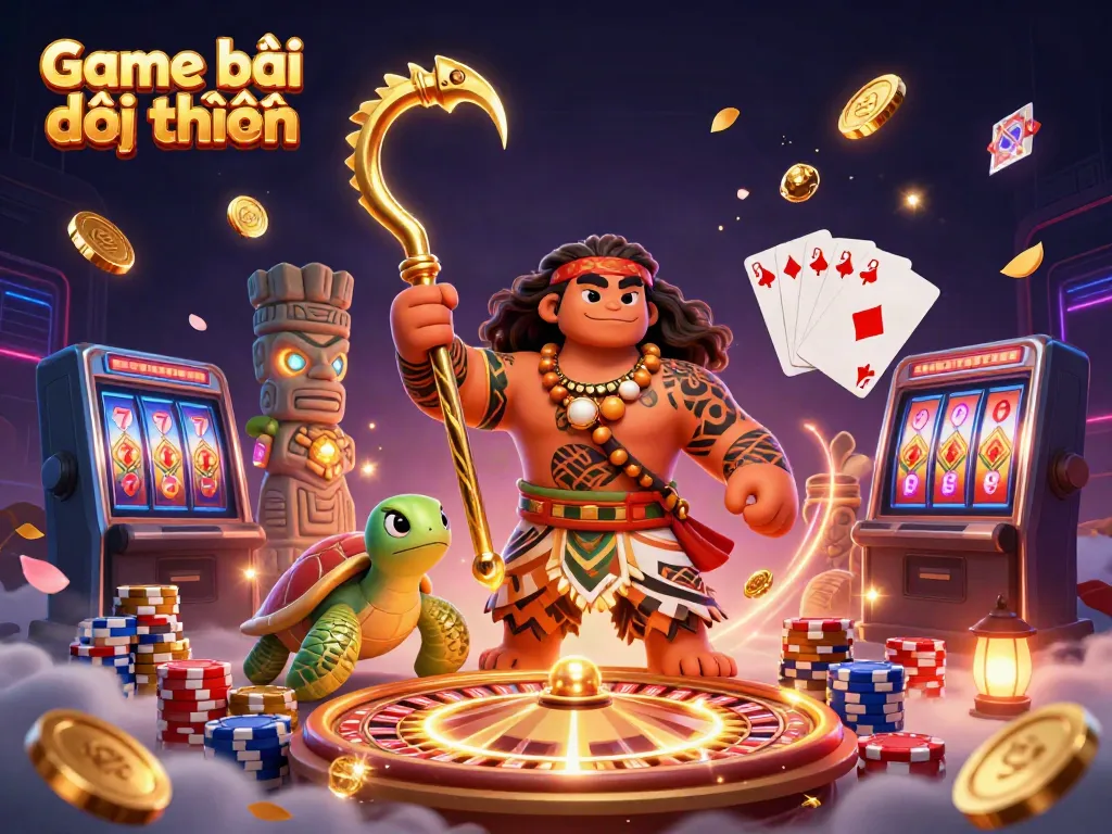 Experience the thrill of Game bài đổi thưởng with vibrant characters and dynamic casino elements.