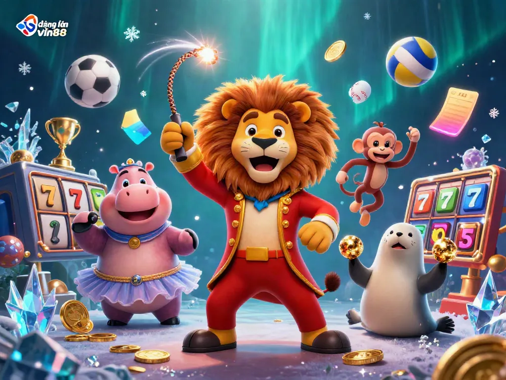 Experience thrilling gaming energy with đăng nhập vin88 in a vibrant circus-themed casino atmosphere.