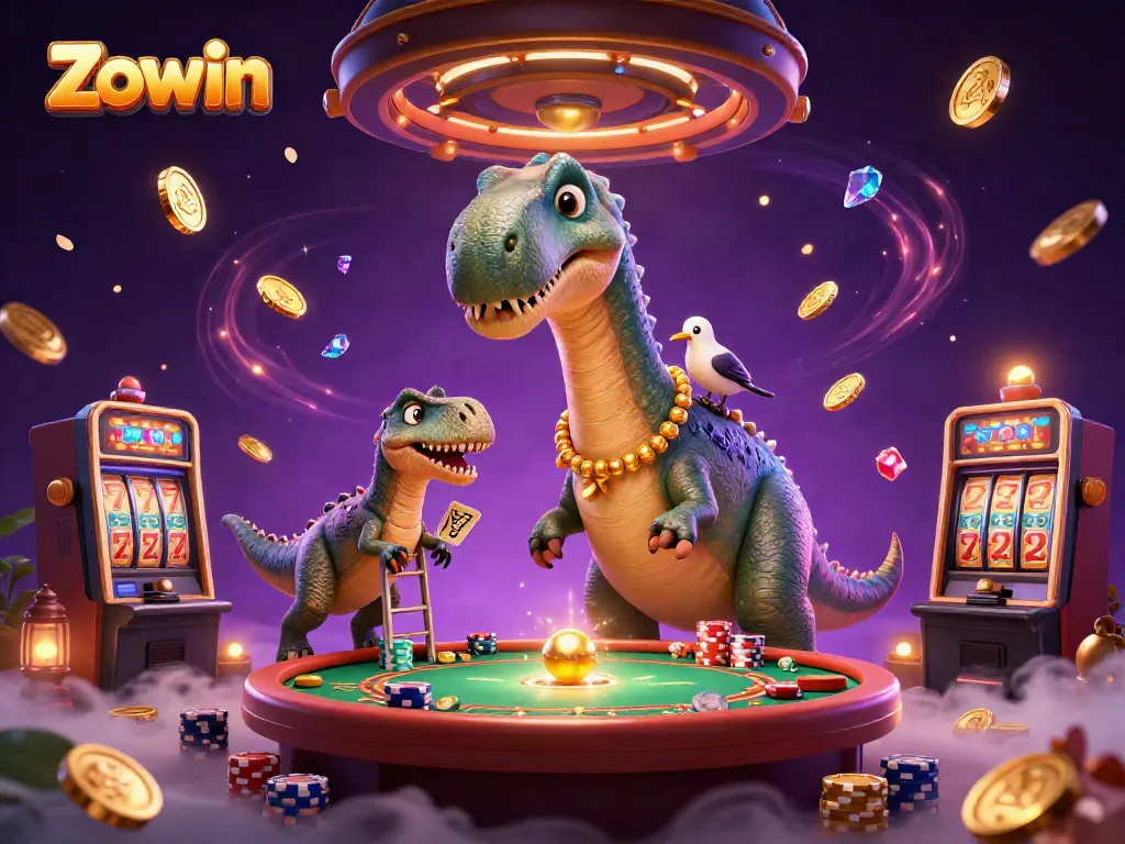 Experience exhilarating gameplay at Zowin, where a giant brontosaurus adds a whimsical twist to the casino!