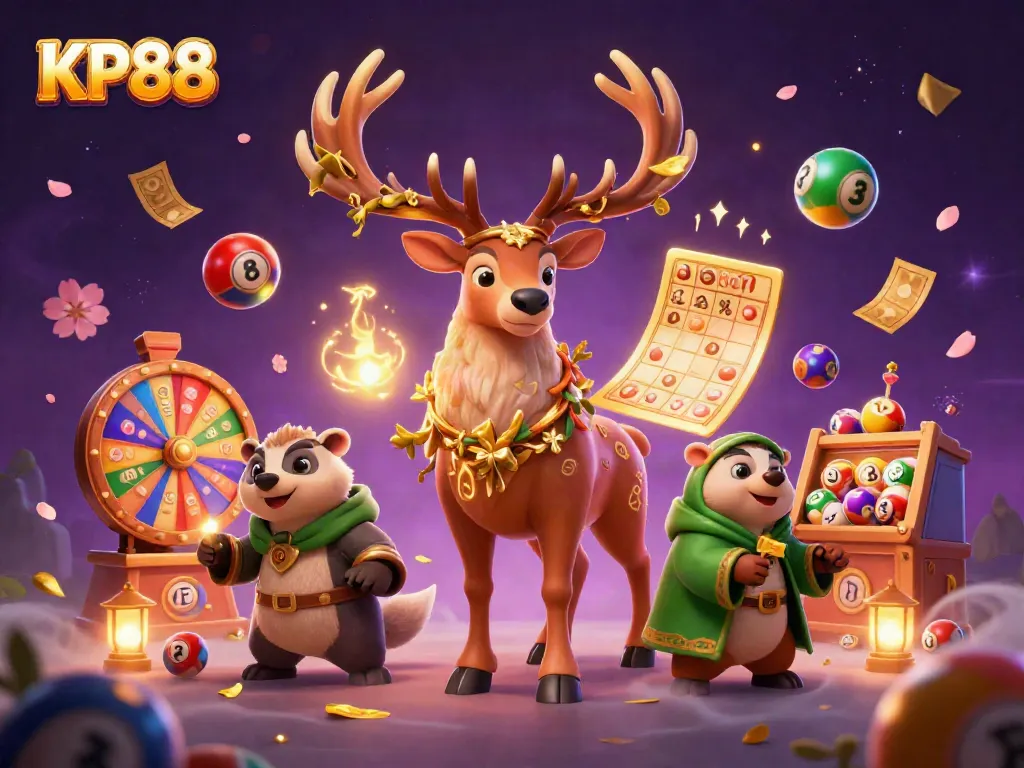 Experience the excitement of KP88 with dynamic lottery elements and vibrant characters in action.