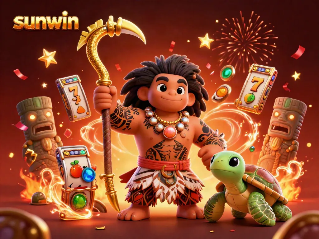 Experience the excitement of sunwin slots with vibrant characters and dynamic casino elements.