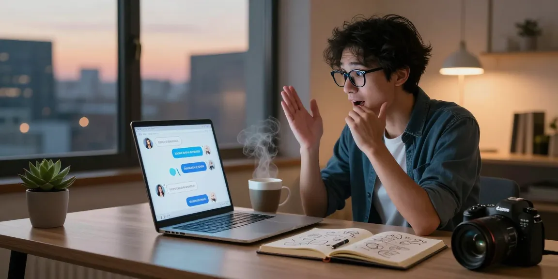 User engaging with nsfw ai chat on laptop in a modern workspace, showcasing innovation and excitement.