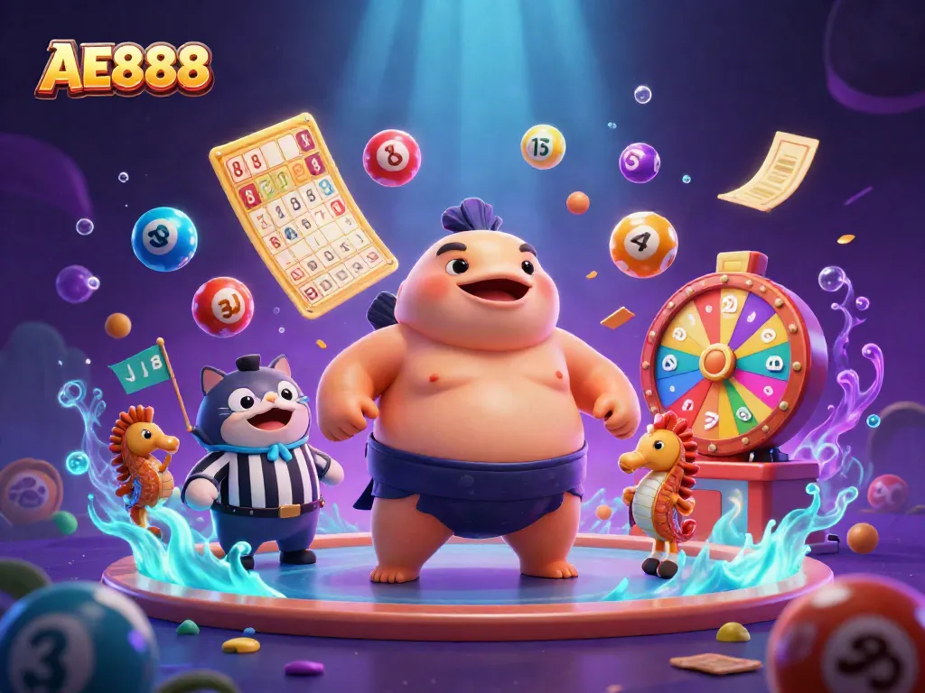 Engage in exciting gaming action with AE888, a vibrant underwater casino illustration.
