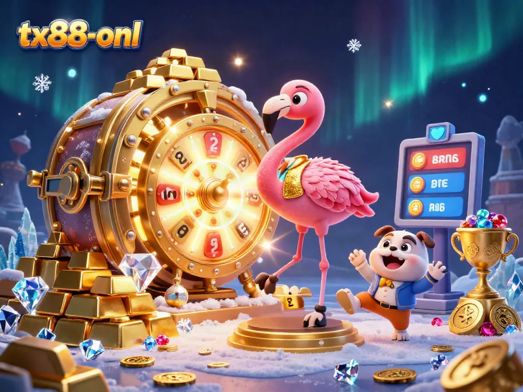 Experience the excitement of the tx88-onl casino with vibrant characters and enticing prizes in a 3D scene.