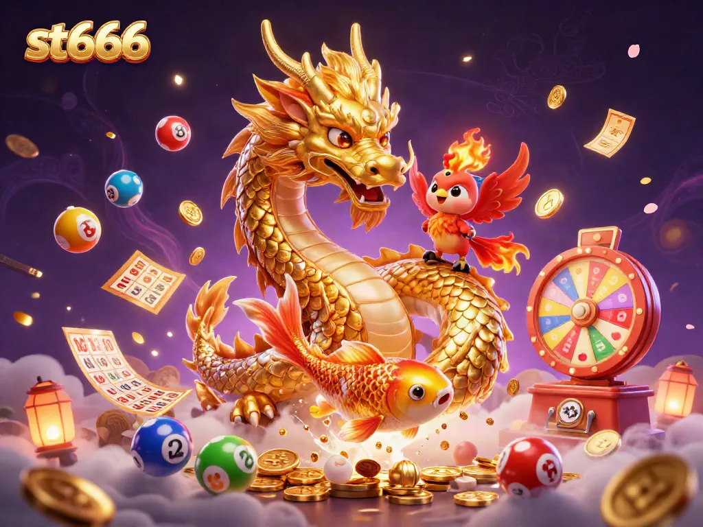 Experience thrilling gameplay at st666 with a dynamic scene showcasing vibrant gambling elements and exciting characters.