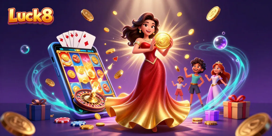 Experience the excitement of Luck8 with vibrant casino action, golden coins, and thrilling gameplay.