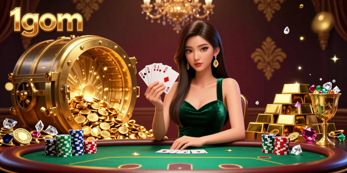 Experience thrilling gameplay at 1gom with a luxurious poker scene, showcasing strategy and wealth.