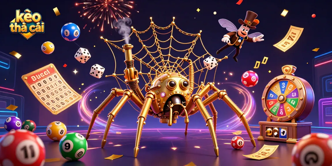 Engage in kèo nhà cái while witnessing a steampunk spider weaving a jackpot web of excitement.