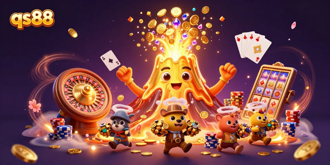 Engage with qs88's thrilling gaming experience featuring vibrant treasures and joyful explorers.