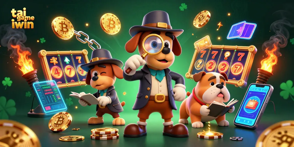 Engage in tai game iwin with a vibrant 3D detective scene highlighting poker and crypto elements.