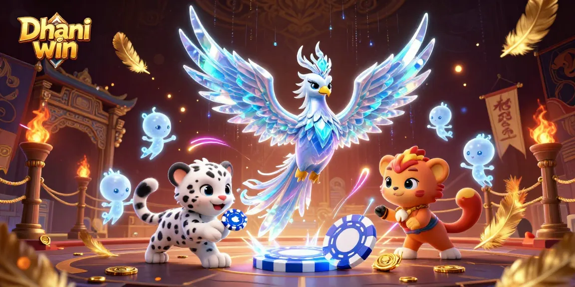Play thrilling games on Dhani win with a vibrant, engaging ice-themed illustration.