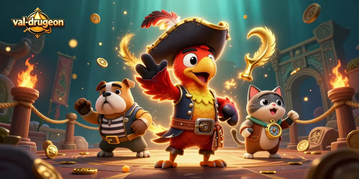 Experience thrilling gameplay with val-drugeon as a pirate captain, bulldog mate, and navigating cat.