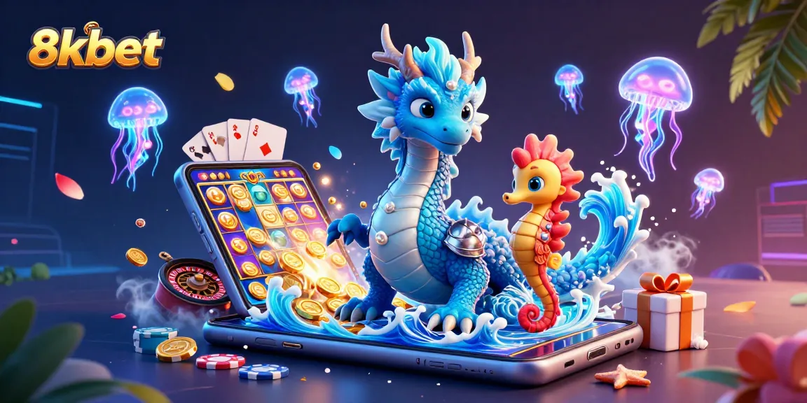 Experience the excitement of 8xbet with a dynamic 3D casino scene featuring vibrant characters and games.