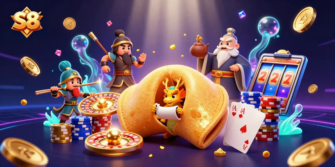 S8 players enjoying a vibrant casino scene with golden treasures and dynamic gaming elements.