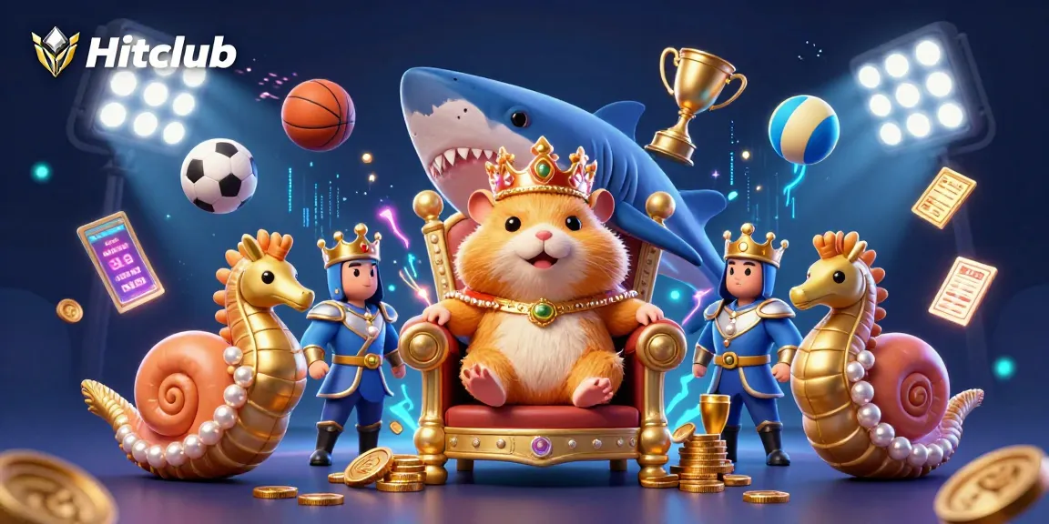 Hitclub invites players to a thrilling experience with a golden hamster king and sports action elements.